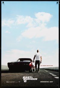 4z299 FAST & FURIOUS 6 teaser DS 1sh '13 image of Vin Diesel on racetrack w/Plymouth Superbird!