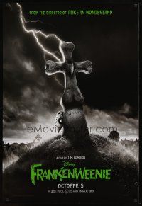 4z321 FRANKENWEENIE teaser DS 1sh '12 Tim Burton, horror image of wacky graveyard!