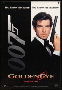 4z351 GOLDENEYE int'l teaser 1sh '95 Pierce Brosnan as secret agent James Bond 007, cool image!