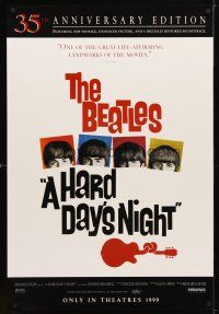 4z369 HARD DAY'S NIGHT advance 1sh R99 great image of The Beatles, rock & roll classic!