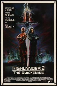 4z389 HIGHLANDER 2 1sh '91 great artwork of immortals Christopher Lambert & Sean Connery!