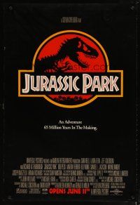 4z445 JURASSIC PARK advance DS 1sh '93 Steven Spielberg, Richard Attenborough re-creates dinosaurs!