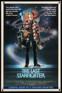 4z470 LAST STARFIGHTER advance 1sh '84 Lance Guest, great sci-fi art by Charles de Mar!