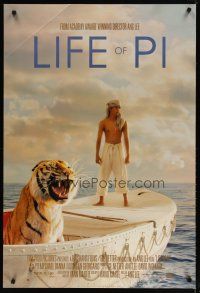 4z478 LIFE OF PI style A int'l DS 1sh '12 Suraj Sharma, Irrfan Khan, cool image of tiger on boat!