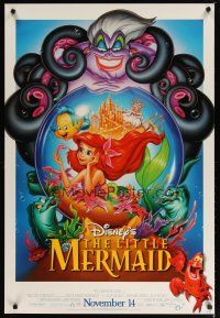 4z483 LITTLE MERMAID advance DS 1sh R97 great image of Ariel & cast, Disney underwater cartoon!