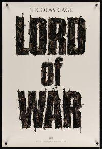 4z497 LORD OF WAR teaser 1sh '05 Nicolas Cage, cool gun title mosaic!