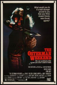 4z572 OSTERMAN WEEKEND 1sh '83 typical Sam Peckinpah, cool close up of woman w/bow & arrow!
