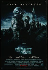 4z596 PLANET OF THE APES style C advance DS 1sh '01 Tim Burton, close-up image of huge ape army!