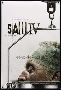 4z652 SAW IV teaser DS 1sh '07 serial killer Tobin Bell, gross image of head in scale!