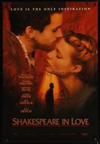 4z661 SHAKESPEARE IN LOVE teaser 1sh '98 romantic close up of Gwyneth Paltrow & Joseph Fiennes!