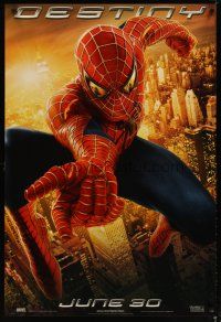 4z693 SPIDER-MAN 2 teaser 1sh '04 cool image of Tobey Maguire as superhero, destiny!