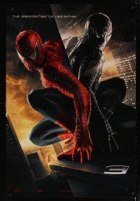 4z694 SPIDER-MAN 3 teaser DS 1sh '07 Sam Raimi, Tobey Maguire in red & black costumes!