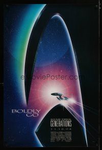4z715 STAR TREK: GENERATIONS advance 1sh '94 cool sci-fi art of the Enterprise, Boldly Go!