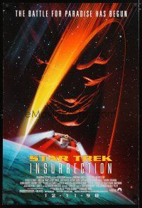 4z719 STAR TREK: INSURRECTION advance DS 1sh '98 Patrick Stewart as Capt Jean-Luc Picard, cool art!