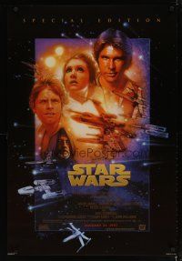 4z003 STAR WARS style B advance 1sh R97 George Lucas, cool different artwork by Drew Struzan!