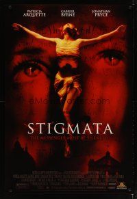 4z721 STIGMATA video 1sh '99 super close-up of Patricia Arquette's eyes, creepy horror image!