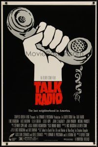 4z740 TALK RADIO 1sh '88 Oliver Stone, Eric Bogosian, cool artwork of telephone & hand!