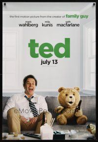 4z742 TED teaser DS 1sh '12 image of Mark Wahlberg & teddy bear drinking beer!