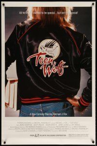 4z743 TEEN WOLF 1sh '85 great artwork of teenage werewolf Michael J. Fox by L. Cowell!