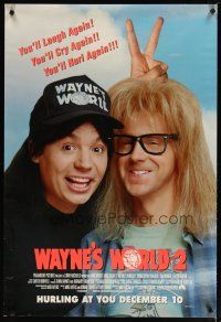 4z818 WAYNE'S WORLD 2 advance DS 1sh '93 Mike Myers, Dana Carvey, from Saturday Night Live sketch!
