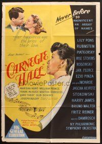 5a478 CARNEGIE HALL Aust 1sh '47 Edgar Ulmer's mightiest music event the screen has ever known!