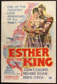 5a501 ESTHER & THE KING Aust 1sh '60 Mario Bava, art of Joan Collins & Richard Egan embracing!