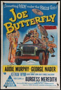 5a515 JOE BUTTERFLY Aust 1sh '57 great art of Audie Murphy & soldiers flirting with girl in Japan!