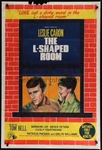 5a540 L-SHAPED ROOM Aust 1sh '63 sexy Leslie Caron, Bryan Forbes, cool design!