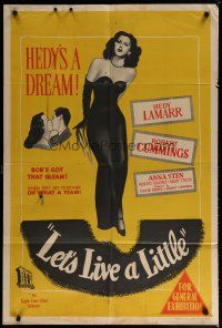 5a530 LET'S LIVE A LITTLE Aust 1sh '48 full length art of sexy Hedy Lamarr, Robert Cummings!