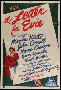 5a531 LETTER FOR EVIE Aust 1sh '45 Marsha Hunt, John Carroll, Hume Cronyn, cool different artwork!
