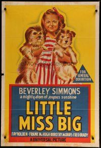 5a533 LITTLE MISS BIG Aust 1sh '46 art of cute dynamite mite Beverly Simmons & puppies!