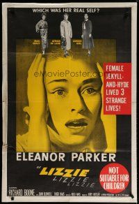 5a534 LIZZIE Aust 1sh '57 Eleanor Parker is a female Jekyll & Hyde, which was her real self?
