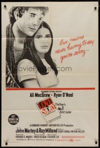 5a537 LOVE STORY Aust 1sh '70 different art of Ali MacGraw & Ryan O'Neal!