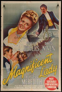 5a541 MAGNIFICENT DOLL Aust 1sh '46 no woman ever loved more than Ginger Rogers, David Niven