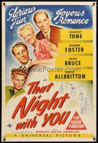 5a549 THAT NIGHT WITH YOU Aust 1sh '45 Franchot Tone, Susanna Foster, David Bruce, Allbritton!