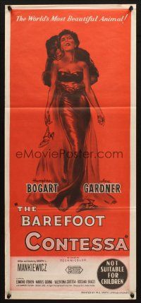 5a587 BAREFOOT CONTESSA Aust daybill '54 Humphrey Bogart & art of sexy full-length Ava Gardner!