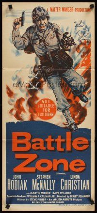 5a589 BATTLE ZONE Aust daybill '52 first front-line story of the combat cameraman, John Hodiak!