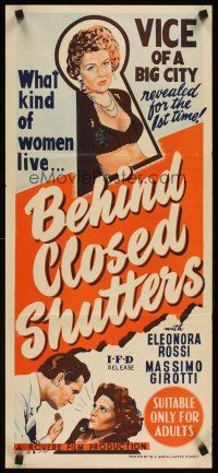 5a595 BEHIND CLOSED SHUTTERS Aust daybill '50 Persiane Chiuse, great bad girl artwork!