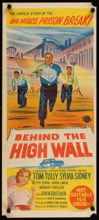 5a596 BEHIND THE HIGH WALL Aust daybill '56 Tom Tully, Sylvia Sidney, big house prison break art!
