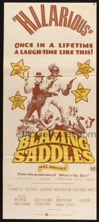 5a602 BLAZING SADDLES Aust daybill '74 classic Mel Brooks western, wacky different art!
