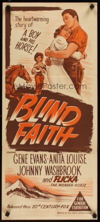 5a603 BLIND FAITH Aust daybill '50s Gene Evans, Anita Louise, Johnny Washbrook & Flicka!