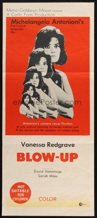 5a606 BLOW-UP Aust daybill '67 Michelangelo Antonioni, different image of Vanessa Redgrave!