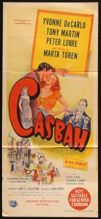 5a625 CASBAH Aust daybill '48 artwork of sexy Yvonne De Carlo & Tony Martin!