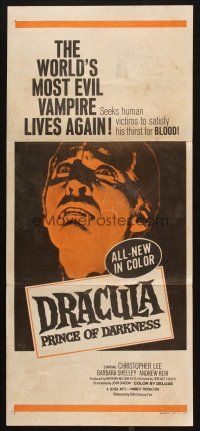 5a644 DRACULA PRINCE OF DARKNESS Aust daybill '70s artwork of most evil vampire Christopher Lee!