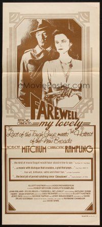 5a653 FAREWELL MY LOVELY Aust daybill '75 art of Charlotte Rampling & Robert Mitchum!