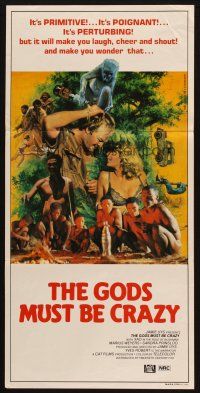 5a667 GODS MUST BE CRAZY Aust daybill '84 Jamie Uys comedy about native African tribe, Mascii art!