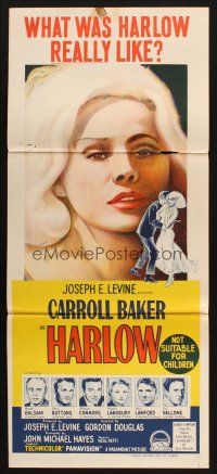5a674 HARLOW Aust daybill '65 super close up of Carroll Baker in the title role!