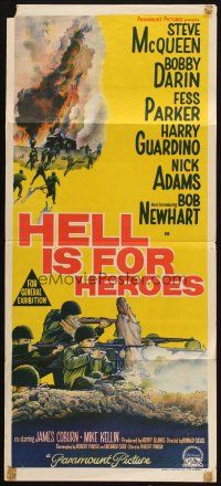 5a680 HELL IS FOR HEROES Aust daybill '62 Steve McQueen, Bob Newhart, Fess Parker, Bobby Darin