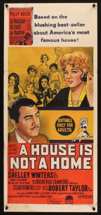 5a686 HOUSE IS NOT A HOME Aust daybill '64 Shelley Winters, Robert Taylor & 7 sexy hookers!