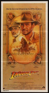 5a696 INDIANA JONES & THE LAST CRUSADE Aust daybill '89 art of Ford & Sean Connery by Drew!